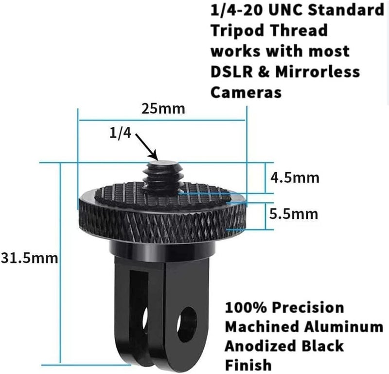 DUWUZEST Aluminum Camera Tripod Adapter 1/4"-20 Conversion Adapter Mounts Compatible with Gopro Action Cameras Insta360 and Other Standard 1/4 Accessories, Quarter Inch Mount Adapter (Type AA) - Image 4