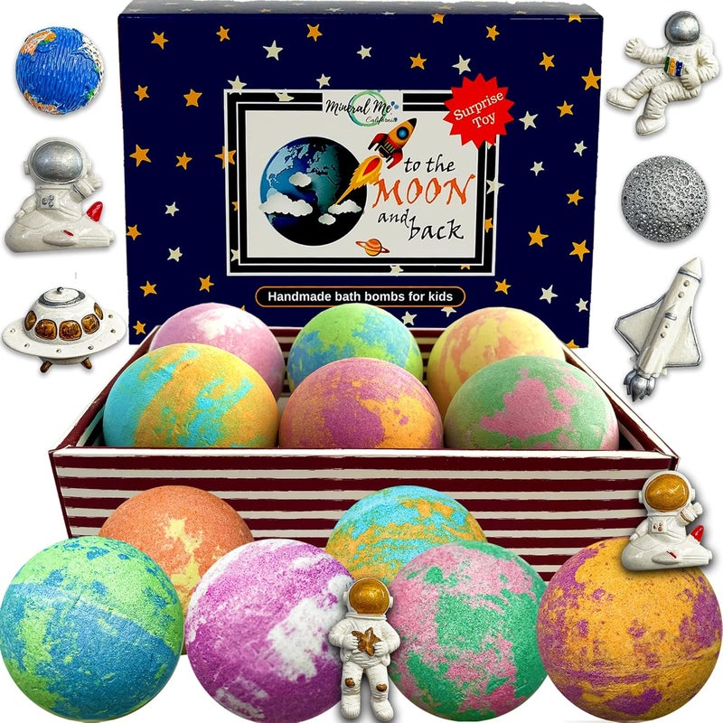 Galaxy Bath Bombs for Kids with Surprise Inside  Organic Bubble Bath Bombs with Educational Outer Space Planet Toys Gentle Natural  Kids Friendly  Birthday Gifts for Kids Boys Toddlers Girls