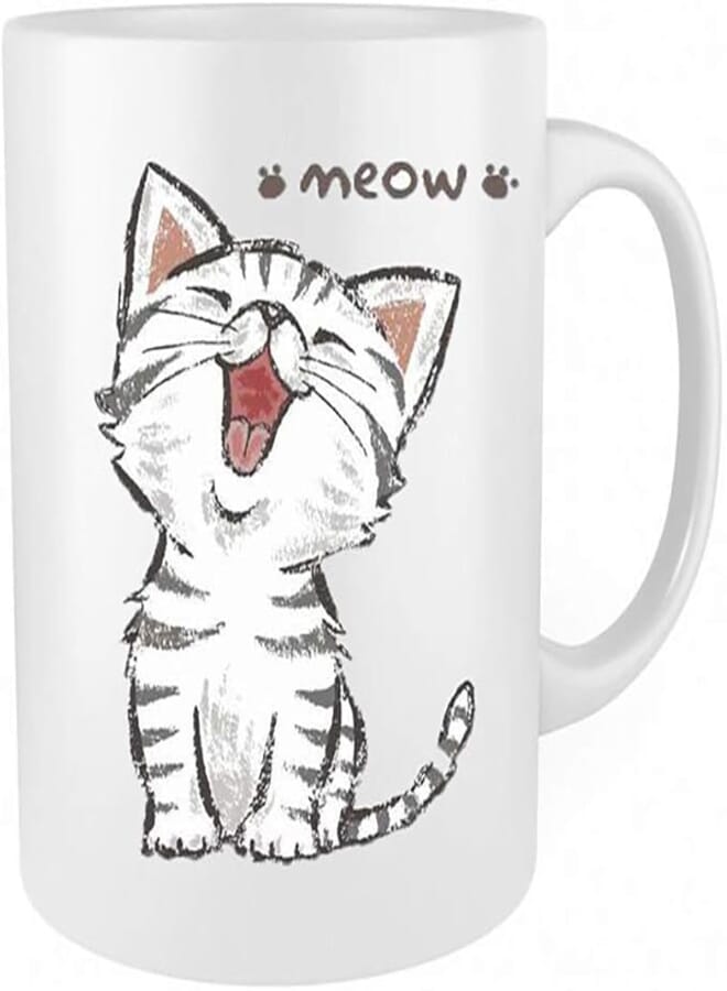 YumLock Funny Cute Cat Mug - Great gift For Child, Men, Women, Lover with Good Mood Coffee Mug White 11oz Ceramic Mugs Birthday Surprise for Cat Lovers Kitten Stuff