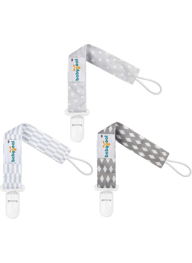Babygoal Set of 3 Boy Pacifier Clips Fits All Pacifier Styles & Teething Toys, Baby Boy Shower Gift - Image 1