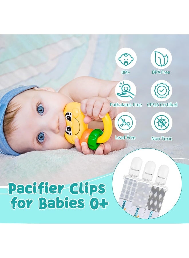 Babygoal Set of 3 Boy Pacifier Clips Fits All Pacifier Styles & Teething Toys, Baby Boy Shower Gift - Image 2