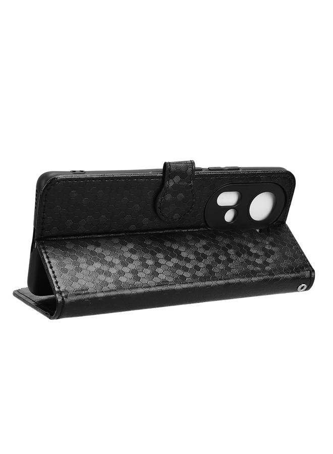 S-TOP Case For OPPO Reno11 5G Global Honeycomb Dot Texture Leather Phone Case - Image 5