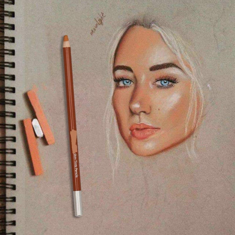 JERN ArtBee 12 Pcs Professional Skin Tints Pastel Soft Colored Pencils for Portrait Drawing - Image 4