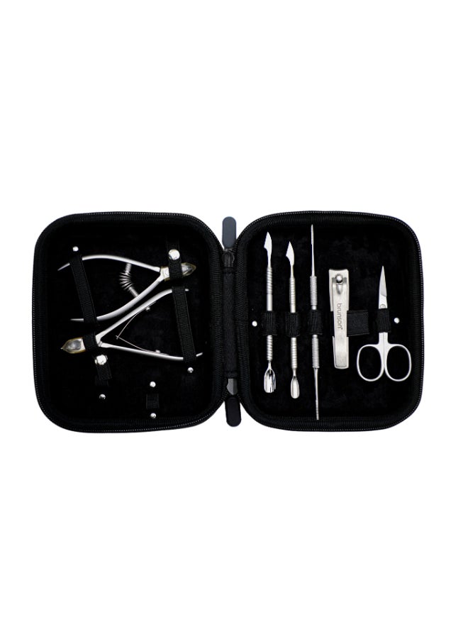 brunson Nails Deluxe Manicure Kit Manicure set stainless steel manicure beauty set nail care tool belt leather suitcase BMPTK - Pink  - Image 1