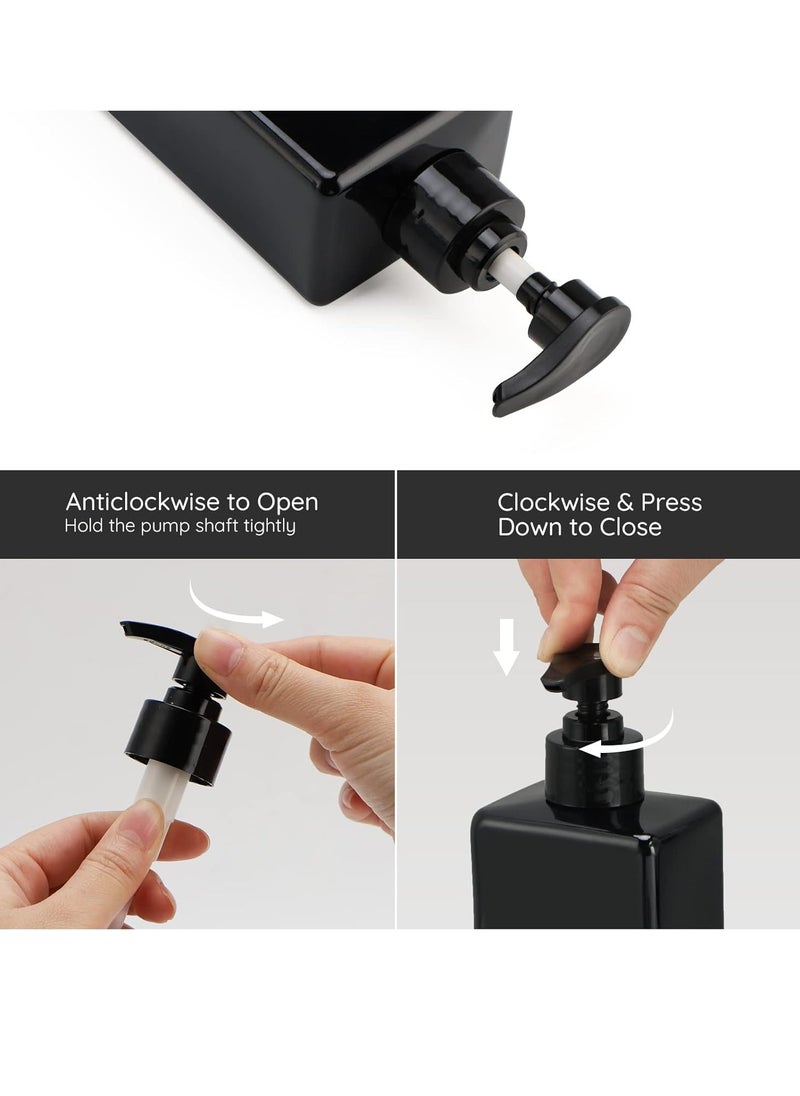 Segbeauty Segbeauty Shampoo and Conditioner Dispenser Refillable, 3pcs 16.9oz Shower Bottles Soap Dispenser with Labels, 500ml Empty Plastic Square Pump Bottle Dispenser Body Wash Containers for Bathroom Black  - Image 4