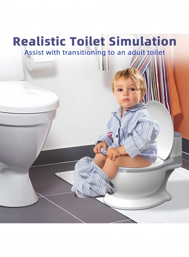 GGEROU Potty Training Toddler Toilet Seat,Baby Potty for Boys Girls,Toddlers Potty Realistic Toilet Potty Chair Potties with Wipes Storage Splash Guard Non-Slip Removable Bowl for Ages 1-6 Childrens,Grey - Image 3