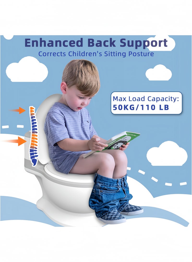 GGEROU Potty Training Toddler Toilet Seat,Baby Potty for Boys Girls,Toddlers Potty Realistic Toilet Potty Chair Potties with Wipes Storage Splash Guard Non-Slip Removable Bowl for Ages 1-6 Childrens,Grey - Image 5