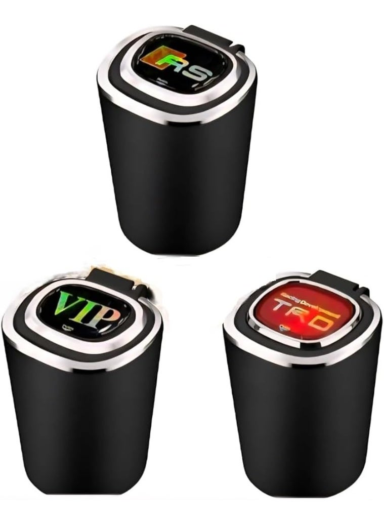 LED Car Ashtray with Digital Display, Black Premium Plastic, Multiple Model Indicators, Auto Interior Accessory - Image 1