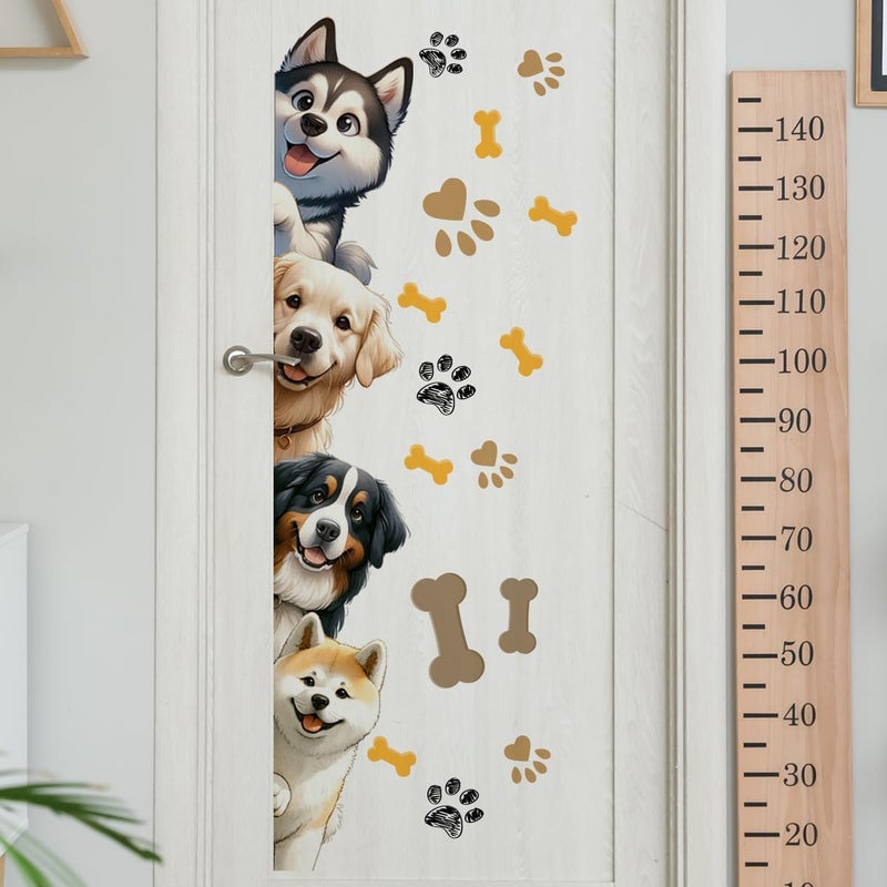 Demonwer 44.9 X 9.8 Inch Dog Door Decals Cartoon Animal Wall Sticker Dog Wall Decals for Kids Baby Nursery Playroom Bedroom Classroom Kindergarten Door Decor  - Image 4