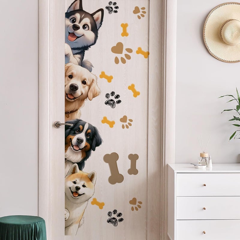 Demonwer 44.9 X 9.8 Inch Dog Door Decals Cartoon Animal Wall Sticker Dog Wall Decals for Kids Baby Nursery Playroom Bedroom Classroom Kindergarten Door Decor  - Image 3