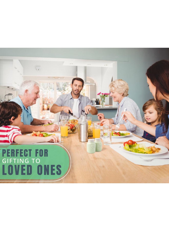 Comfify Vintage Mason Jar Salt & Pepper Shakers by Comfify - Adorable Decorative Mason Jar Decor for Vintage, Rustic, Shabby Chic - Sturdy Ceramic in Green - 3.5 oz. Capacity - Image 4