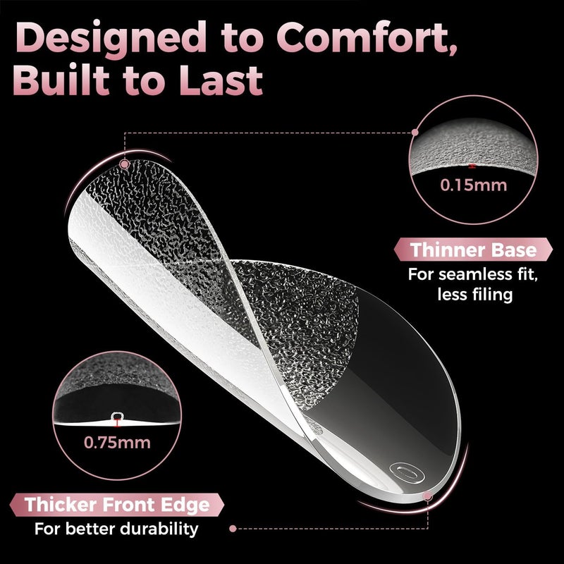Gulf climate upgraded quality Extra Short Almond Nail Tips, 240pcs Soft Gel Pre-Shaped Acrylic Fake Nails, Half Matte Full Cover Clear Gelly Press on Flase Nail Tips for Extension Nail Manicure Home DIY 12 Sizes Cross part assemble fit - Image 5