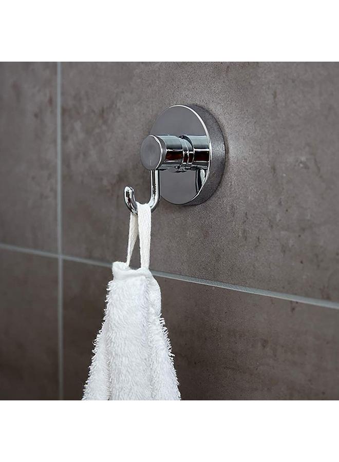 Wenko 2-Piece Vacuum-Loc Shiny Round Bathroom Hook Set Silver 20900100  - Image 3