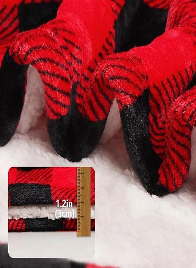 Plaid Thickened Fleece Blanket Cloak Winter Soft Warm Weighted Blanket Hoodie Plush Lazy Long Wearable TV Blanket Sweatshirt  - Image 3