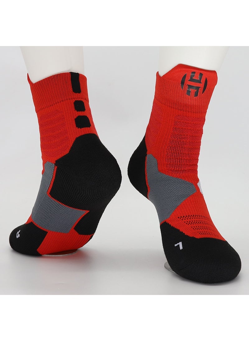 Generic Towel Bottom Star High Top Middle Barrel Basketball Socks Children Elite Socks Competition Training Sports Socks Factory Direct Supply HARDON RED