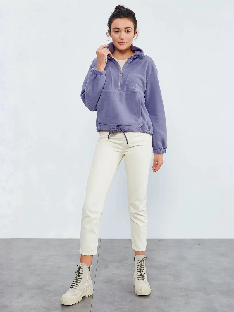 تومي لايف TOMMY Oversized Half-zip Plush Sweatshirt