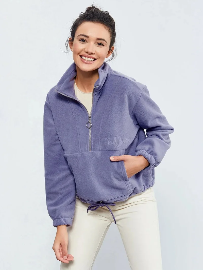 تومي لايف TOMMY Oversized Half-zip Plush Sweatshirt