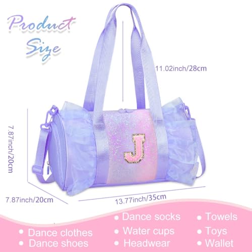 RHCPFOVR Personalized Monogram Dance Bag for Girls - 3-8 Years Kids Lightweight Water Resistant Oxford Backpack for Ballet Cheerleading Sleepovers Gymnastics Purple A - Image 4