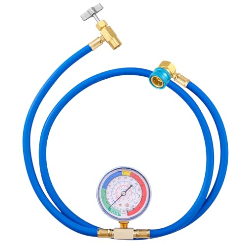 Tigbear R1234YF Refrigerant Charge Hose Kit with R1234YF SelfSealing Can Opener R1234YF Low Side Quick Coupler with 12 LH Can Tap Opener Low Pressure Gauge and 59 Recharge Hose - Image 1