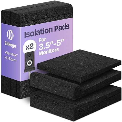 Ekkogo Studio Monitor Isolation Pads Premium Acoustic Foam for 3-4.5 Inch Speakers with Vibredux HD Foam for Superior Isolation, Black - Image 1