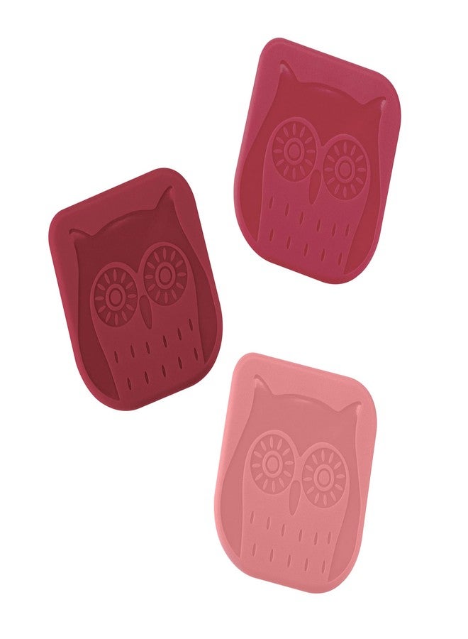 Tovolo Set of 3 Nylon Dish, Pan Scrapers for Stubborn Food Residue & Stuck-On Grime, Scratch-Resistant Dishwashing Tool, Novelty Owl Kitchen Utensil, Pink (81-7925) - Image 1