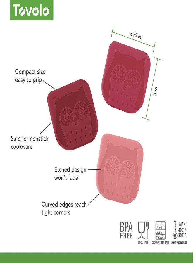 Tovolo Set of 3 Nylon Dish, Pan Scrapers for Stubborn Food Residue & Stuck-On Grime, Scratch-Resistant Dishwashing Tool, Novelty Owl Kitchen Utensil, Pink (81-7925) - Image 5