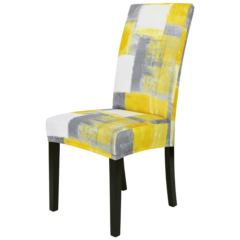 Gibelle Chair Covers for Dining Room Set of 4, Spandex Stretch Dining Room Chair Cover, Removable Washable Kitchen Parsons Chair Covers Seat Slipcovers, Yellow - Image 1