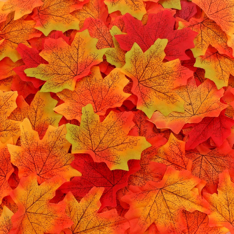 Naler 300Pcs Artificial Maple Leaves Fall Colored Silk Maple Leaves Autumn Fall Leaves Bulk for Art Scrapbooking Weddings Autumn Party Events and Decorating