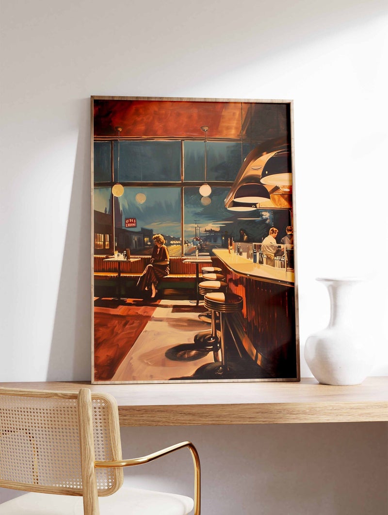 TNESSENTIAL Retro 70s American Diner Art Print, Vintage Kitchen Decor - Image 1