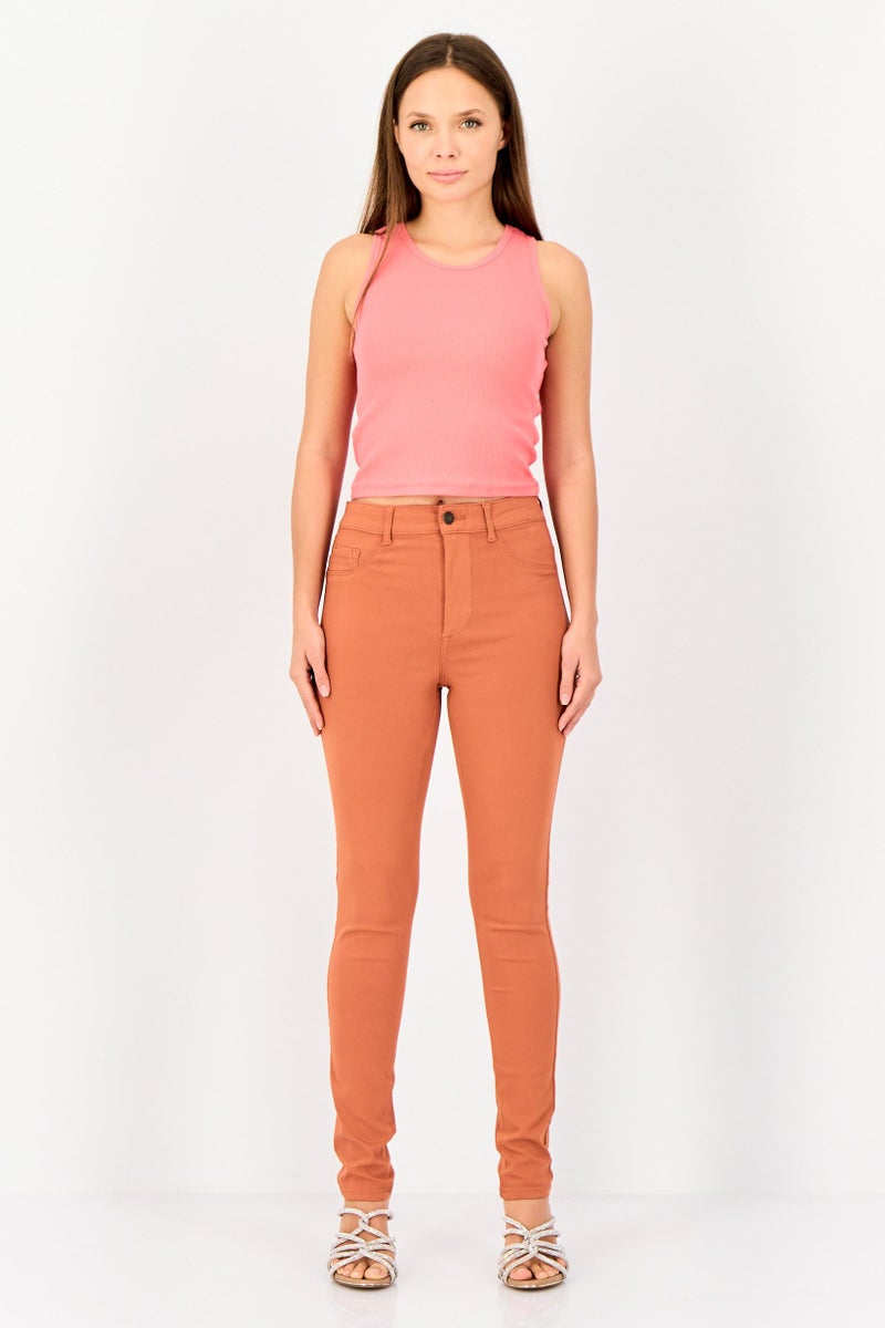 VERO MODA جينز ضيق قابل للتمدد من فيرو مودا للنساء، لون صدئ - Image 3