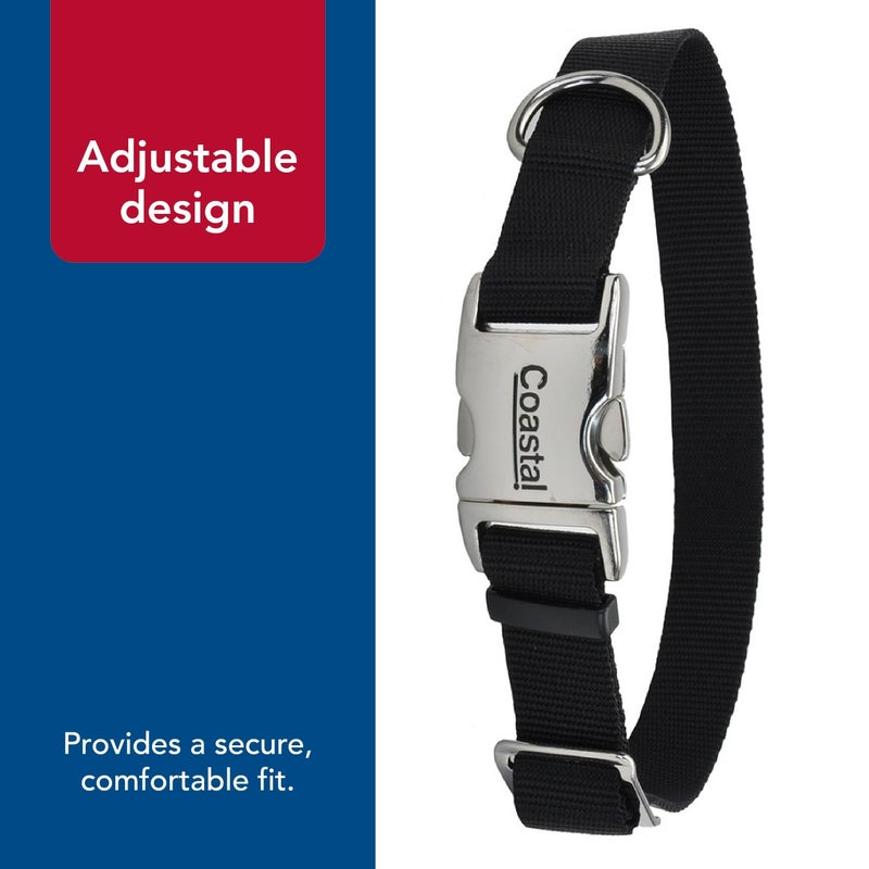 Coastal Pet Adjustable Dog Collar with Metal Buckle - Comfortable Fade-Resistant Dog Collar with Snap Lock - Perfect for Walking & Tie Outs - Black, 3/4" x 14" x 20" - Image 5