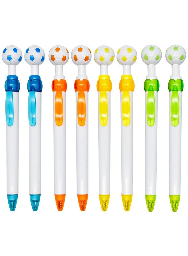 Maydahui 12 Pcs Cute Soccer Ballpoint Pens Retractable Colorful Football Pens Soccer Party Favor Pens Black Ink For School Office Supplies Soccer Themed Birthday Gift Goodie Bags  - Image 1