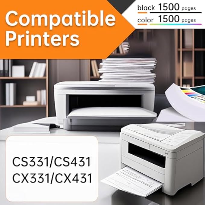 CS331 CX331 TONER CARTRIDGE 4-PACK - REPLACEMENT FOR 20N10K0, 20N10C0, 20N10M0, 20N10Y0 | COMPATIBLE WITH LEXMARK CS331, CS431, CX331, CX431 PRINTERS (BK/C/M/Y) - Image 3