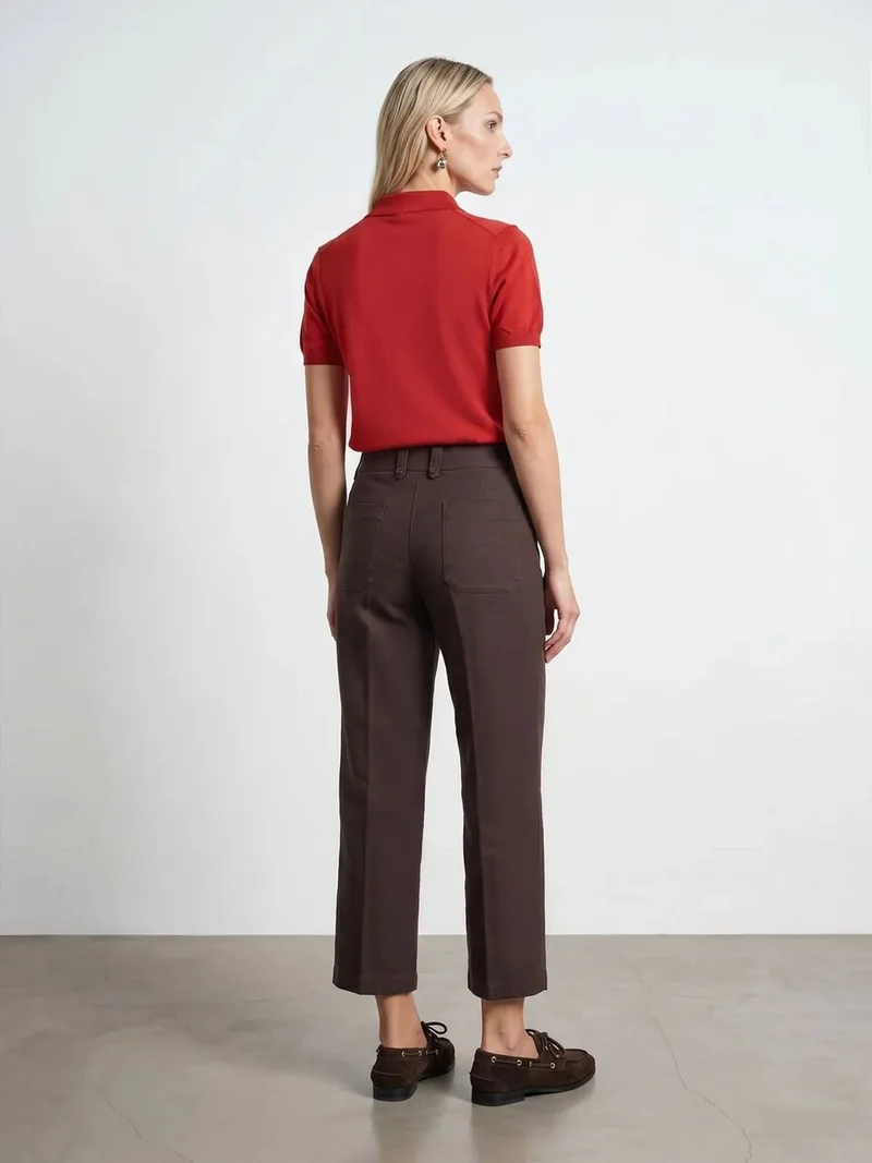 ديلفين Dilvin High-Waist Cotton Poplin Capri Culottes