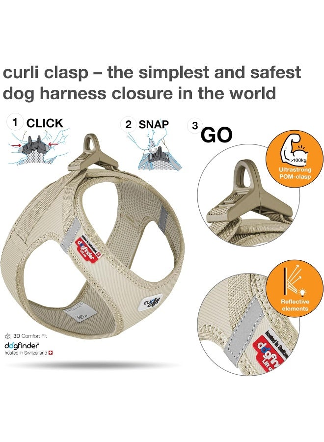 Curli Vest Harness with Curli Clasp Cord for Dogs - Tan Small - Image 3