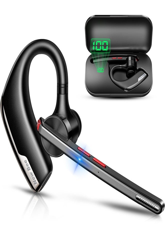 New bee Bluetooth Headset, Wireless Bluetooth Earpiece for Cellphone with 500mah Charging Case 80h Playtime V5.2 Dual Mic Noise Cancelling Hands-Free Earphones for Office Driver - Image 1