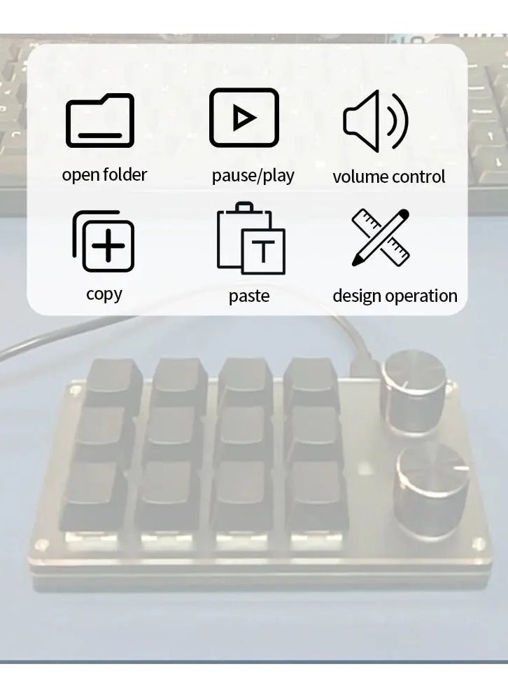 AROAQ - Programming Macro Keyboard Custom Knob Keyboard 12 Key 2 Knob Gaming Mini Keyboard Copy Paste Photoshop Hotswap Keypad - Image 1