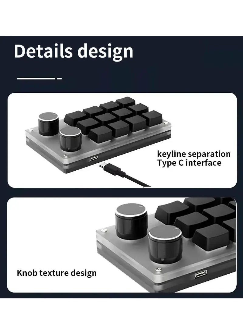 AROAQ - Programming Macro Keyboard Custom Knob Keyboard 12 Key 2 Knob Gaming Mini Keyboard Copy Paste Photoshop Hotswap Keypad - Image 1