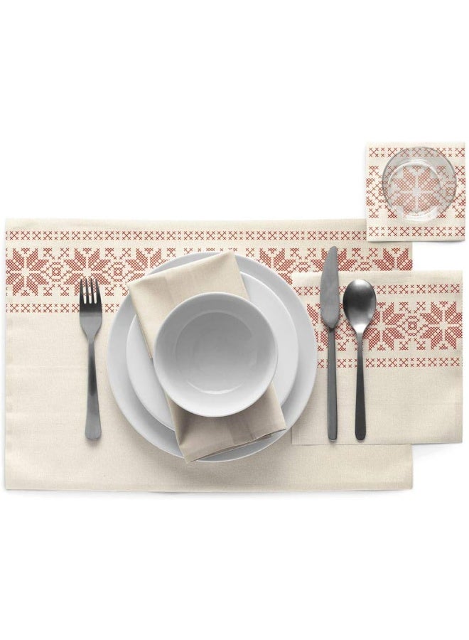 MY DRAP Mydrap Ira48N1/105-11  Table Noël En Coton Recyclé 48X32Cm-Rouleau De 6 Sets-Motifs  Jumper Placemat, Cotton, Beige  - Image 2