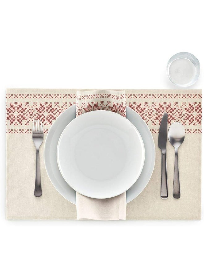 MY DRAP Mydrap Ira48N1/105-11  Table Noël En Coton Recyclé 48X32Cm-Rouleau De 6 Sets-Motifs  Jumper Placemat, Cotton, Beige  - Image 1