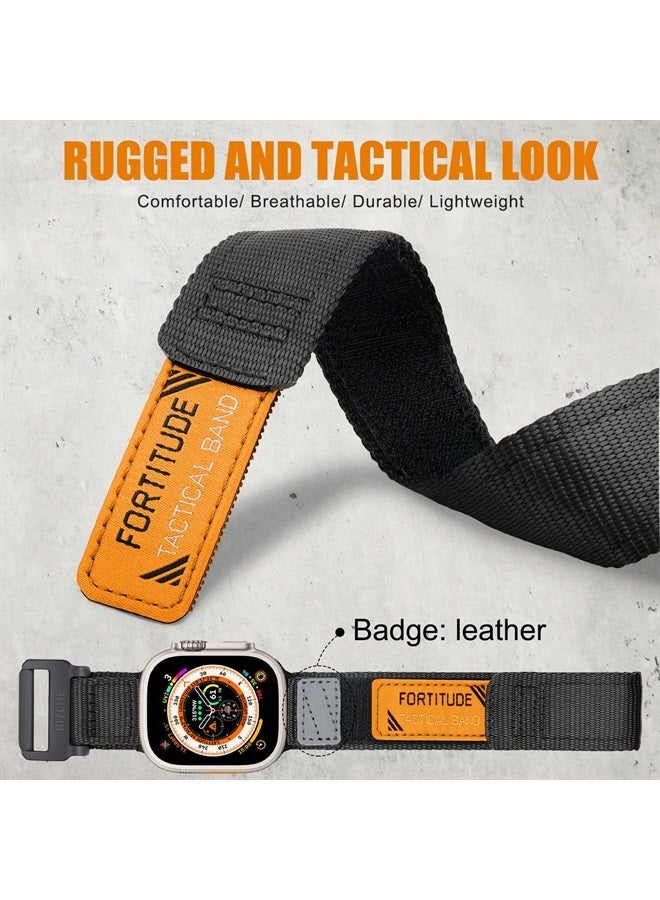 Ritche حزام ساعة آبل نيلون متين متوافق مع حزام ساعة آبل الترا 49 مم، حزام ساعة آبل 38 مم 40 مم 41 مم، حزام تكتيكي قابل للتعديل للرجال لسلسلة 8/7/6/5/4/3/2/1 SE أسود - Image 2