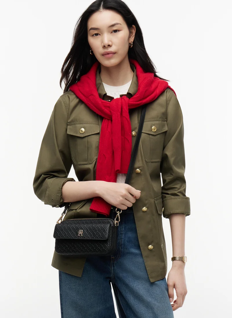 Tommy Hilfiger Black Hilfiger Icon Debossed Crossbody Camera Bag for Women | Best Price UAE