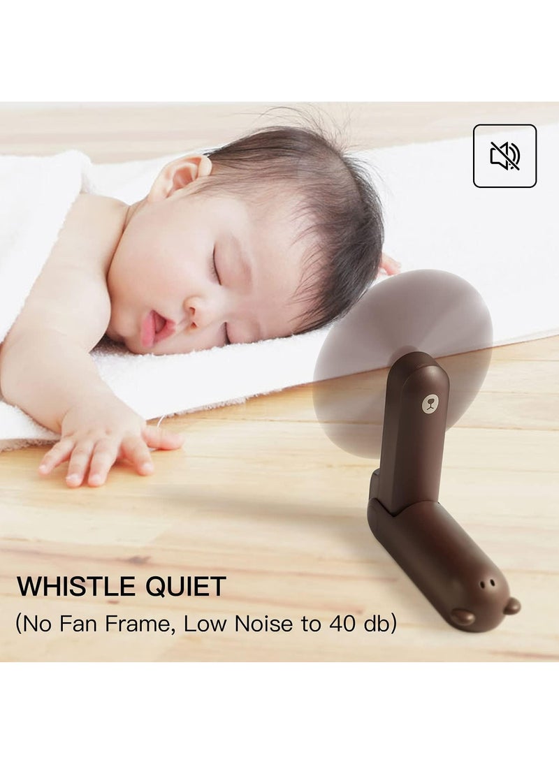 MODERN HOME Portable Handheld Fan, Mini Pocket Hand Fan, Small Battery Operated 14-21 hours, USB Rechargeable Foldable Fan, Quiet Personal Fan with Power Bank, Flashlight for Indoor, Outdoor - Brown - Image 5