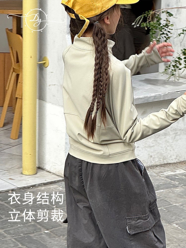 Sanluo Children'S Clothing Girls' Sports Jacket 2025 Autumn New Style Medium And Large Children'S Stand Collar Zipper Outdoor Base Shirt - Image 4