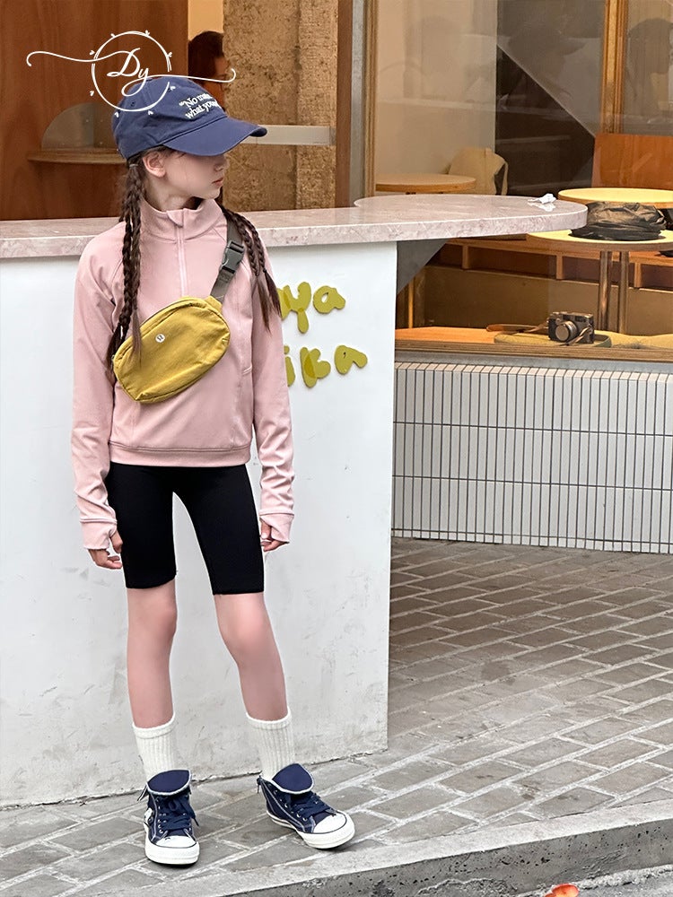 Sanluo Children'S Clothing Girls' Sports Jacket 2025 Autumn New Style Medium And Large Children'S Stand Collar Zipper Outdoor Base Shirt - Image 5