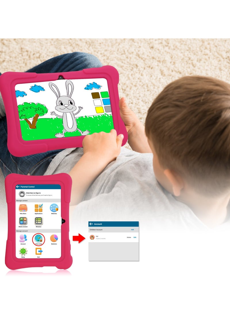Generic - 7" HD Smart Tablet PC Kids Tablet 5000mah Battery Kids Tablet Wifi Tablet For Kids 8 GB Rom Kids Tablet Wifi Bluetooth Dual Camera Educational Games Tablet With Shockproof Case - Image 1