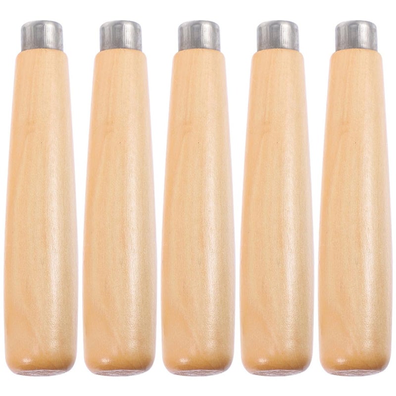 5pcs D Shaped Wooden File Handles Ergonomic Metal Grip Replacement For Woodworking Tools - Image 2