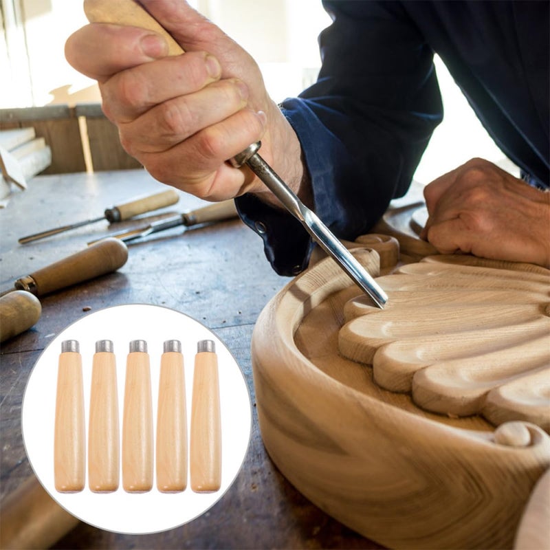 5pcs D Shaped Wooden File Handles Ergonomic Metal Grip Replacement For Woodworking Tools - Image 5
