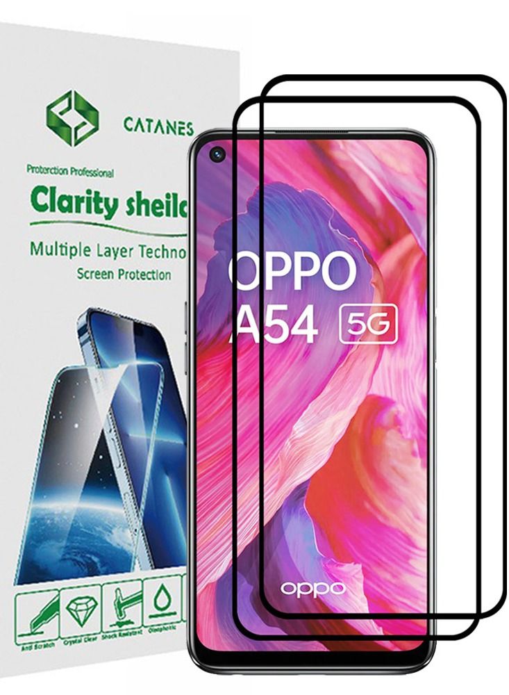 CATANES 2 Pack For Oppo A54 5G Screen Protector Tempered Glass Full Glue Back - Image 1