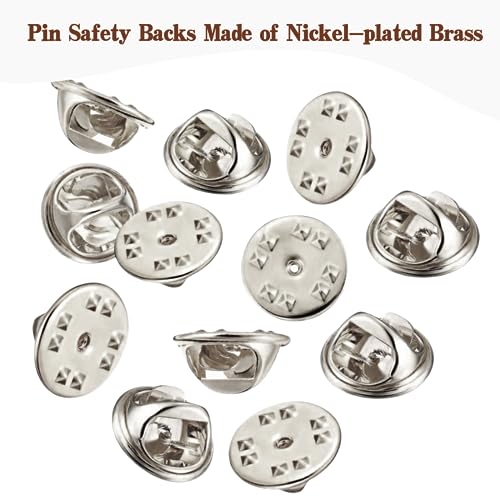 KASBEE Lapel Pin Backs, 50PCS Pin Backs for Brooch Tie Hat Badge Insignia, Brass Pin Backings, Nickel Color - Image 2